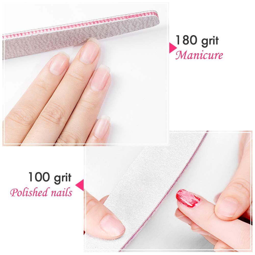 Directin Sandblatt-Nagelfeile 50 Stück Nagelfeilen 100/180 Feilen Nägel Doppelseitige Feilen, Set, für Professionel Nagelkunst, Polnischen Maniküre Nagelkunst, Polierte Nagelfeile Doppelseitige Maniküre Nagelfeile
