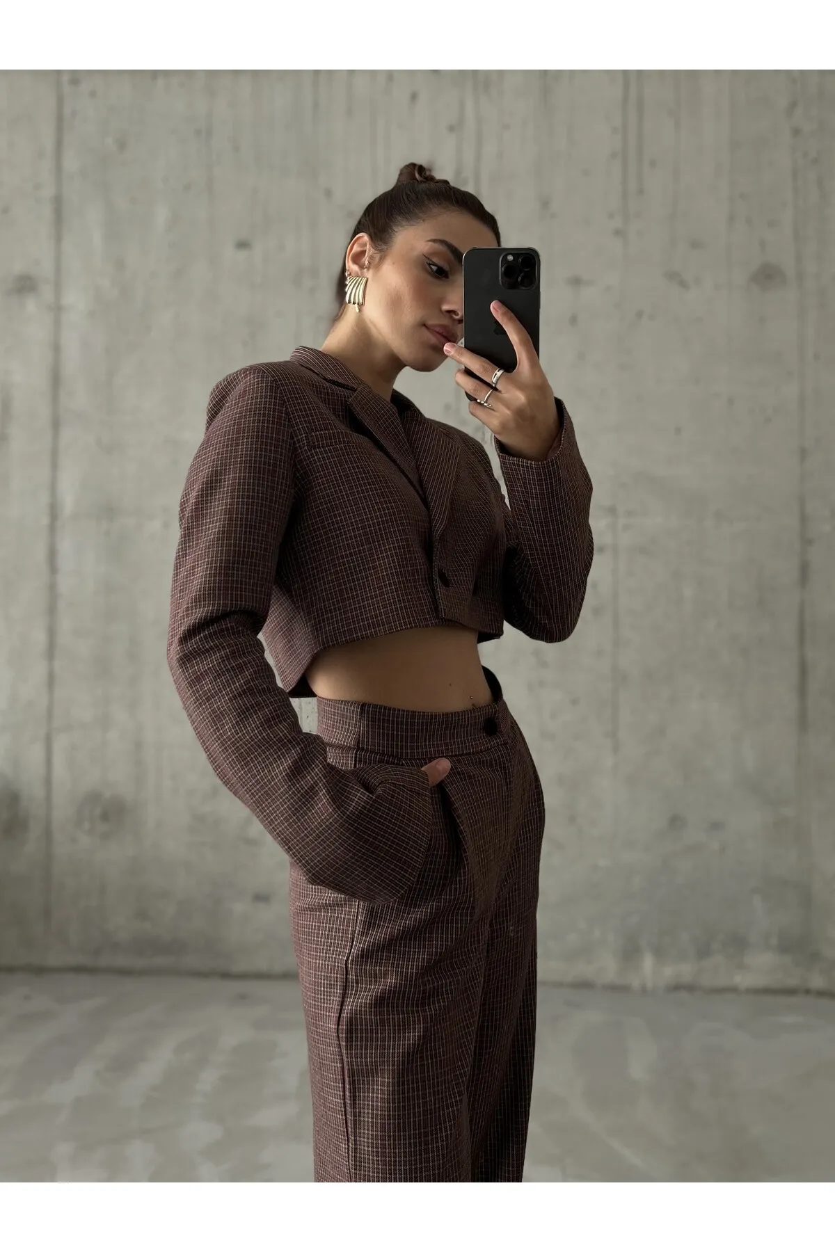 Laluvia  Set aus Jacke und Hose in Weinrot mit Karomuster