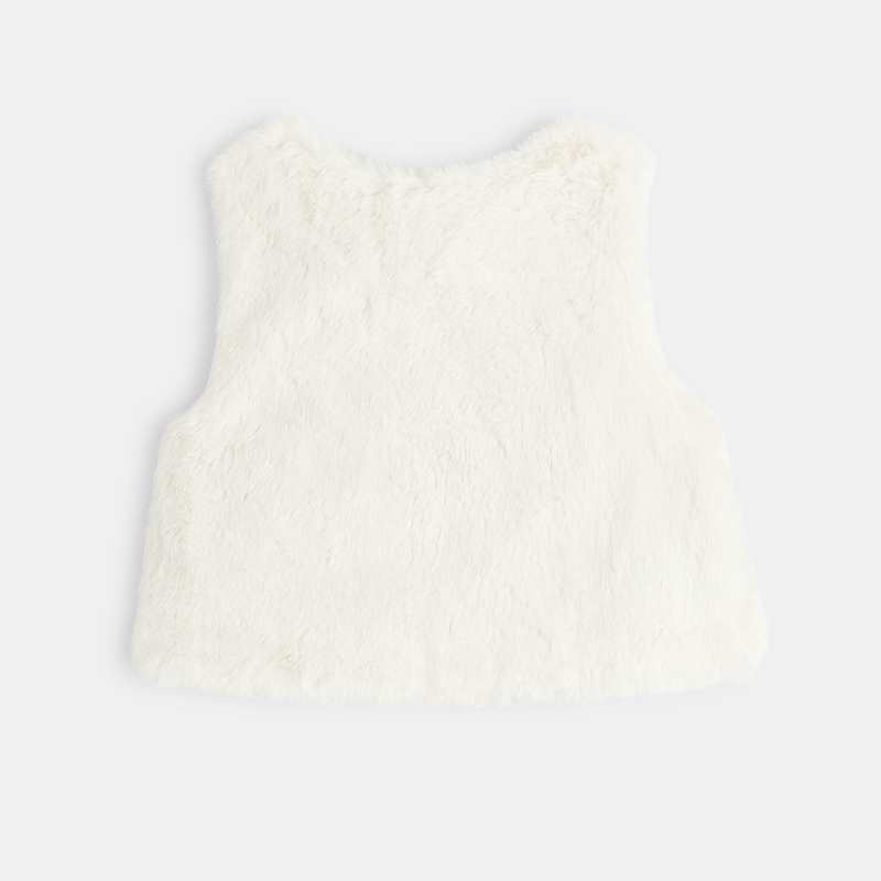 Gilet soft boa print floral blanc bébé fille