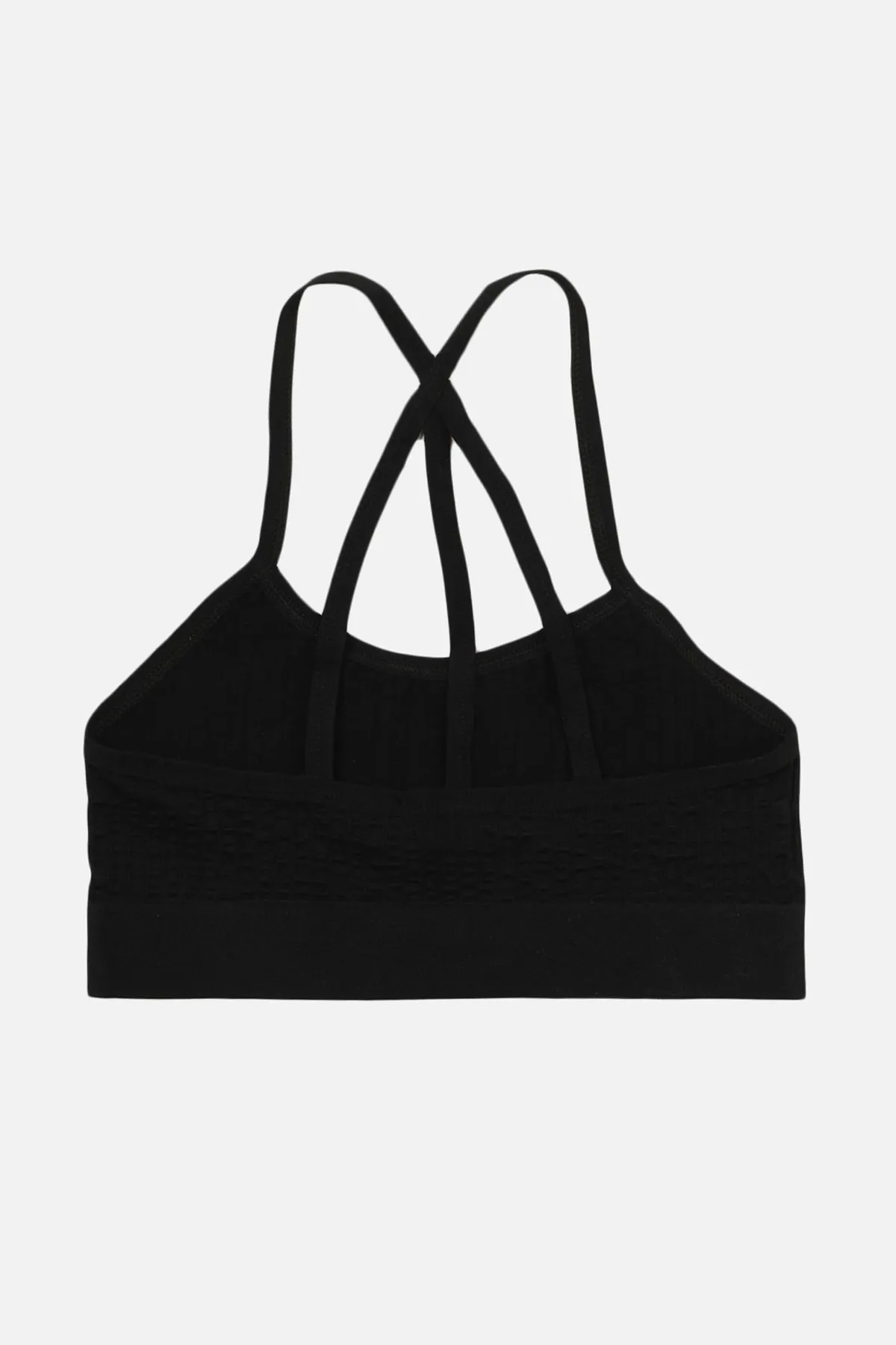 Trendyol Collection  Schwarzer nahtloser/nahtloser, leichter, unterstützter/styling-gestrickter Sport-BH mit String-Trägern auf der Rückseite TWOSS22SS0008