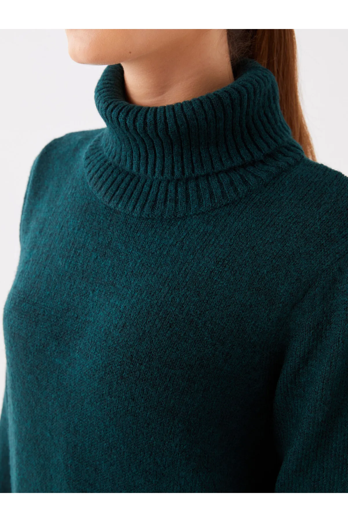 LC Waikiki  Rollkragenpullover, gerades Langarm-Strickkleid für Damen in Übergröße