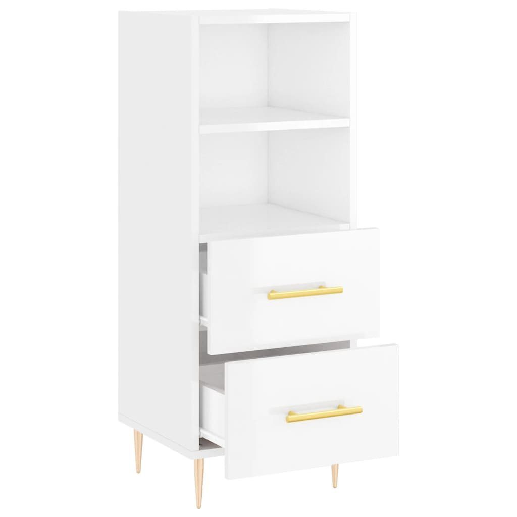 vidaXL Sideboard Sideboard Hochglanz-Weiß 34,5x34x90 cm Holzwerkstoff (1 St)