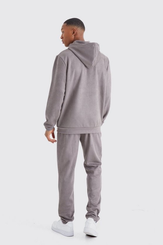 Hoodie aus Wildlederimitat mit Reißverschluss