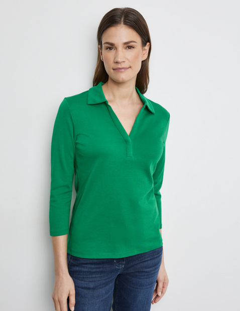 3/4 Arm Poloshirt aus Baumwolle