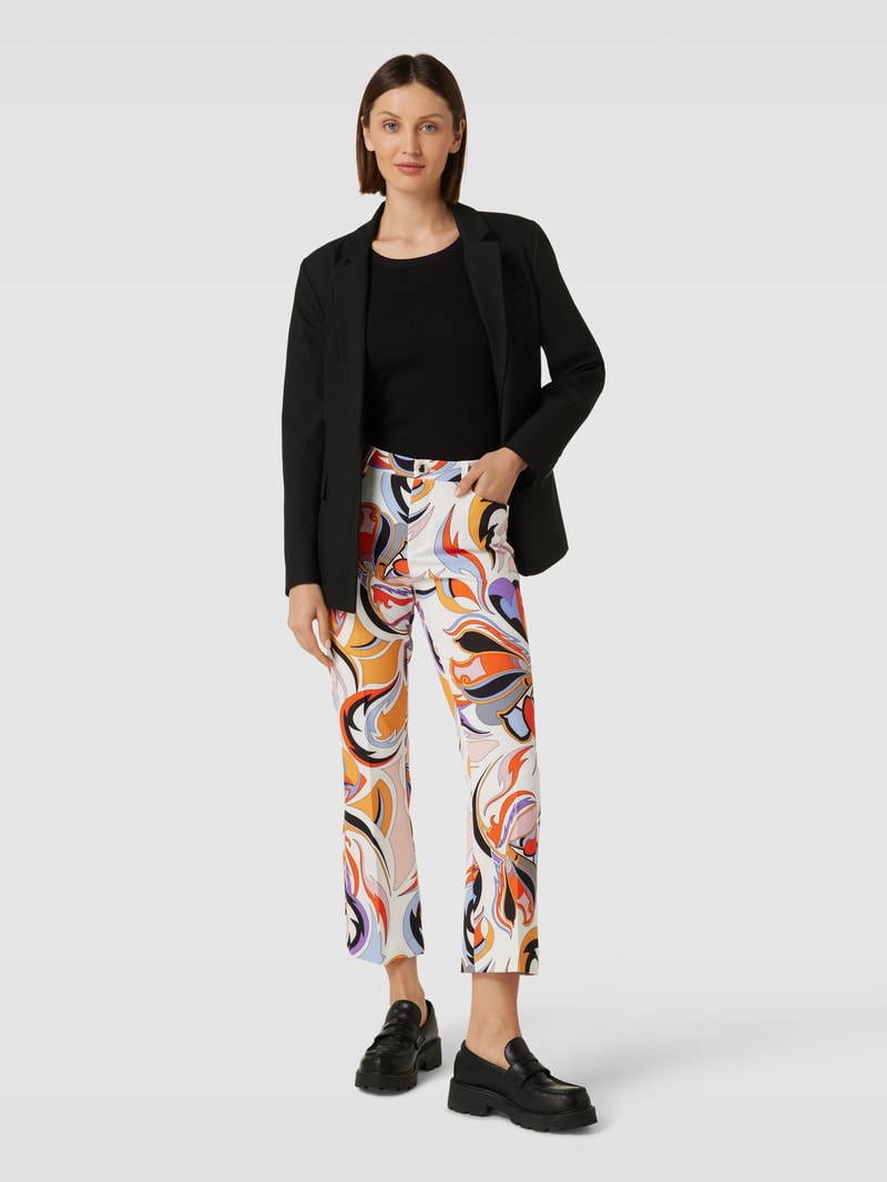 Chino mit Allover-Print Modell 'AIDA KICK' in weiss