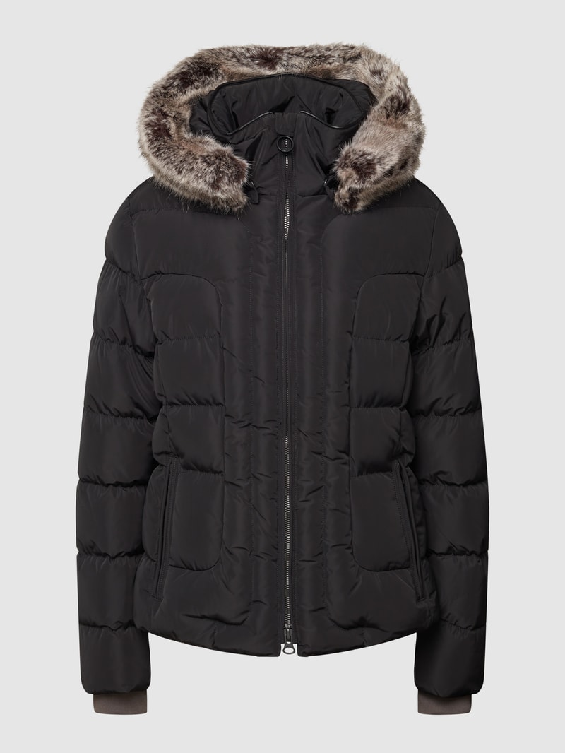 Steppjacke mit Webpelzbesatz Modell 'ASTORIA' in schwarz