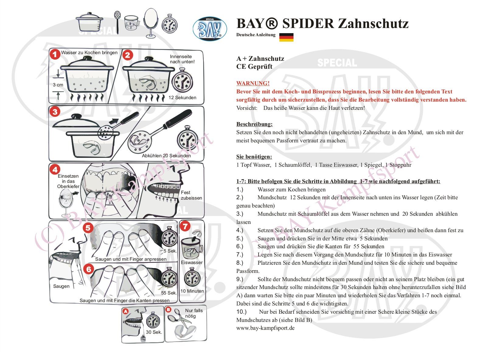 BAY-Sports Zahnschutz Spinne Zahnschützer Mundschutz Sport Kampfsport, Boxen, MMA, Mauy Thai, Hockey, Ballsport, Einfache Anpassung, Deutsche Anleitung