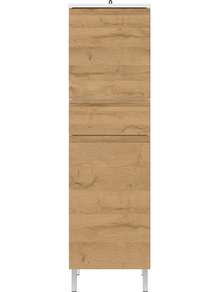 KADIMA DESIGN Hochschrank, verstellbare Böden, 34x34x120 cm, Weiß/Braun günstig kaufen onesize