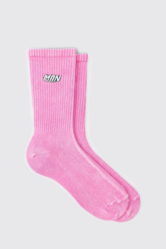 Pinke Man Socken mit Acid-Waschung