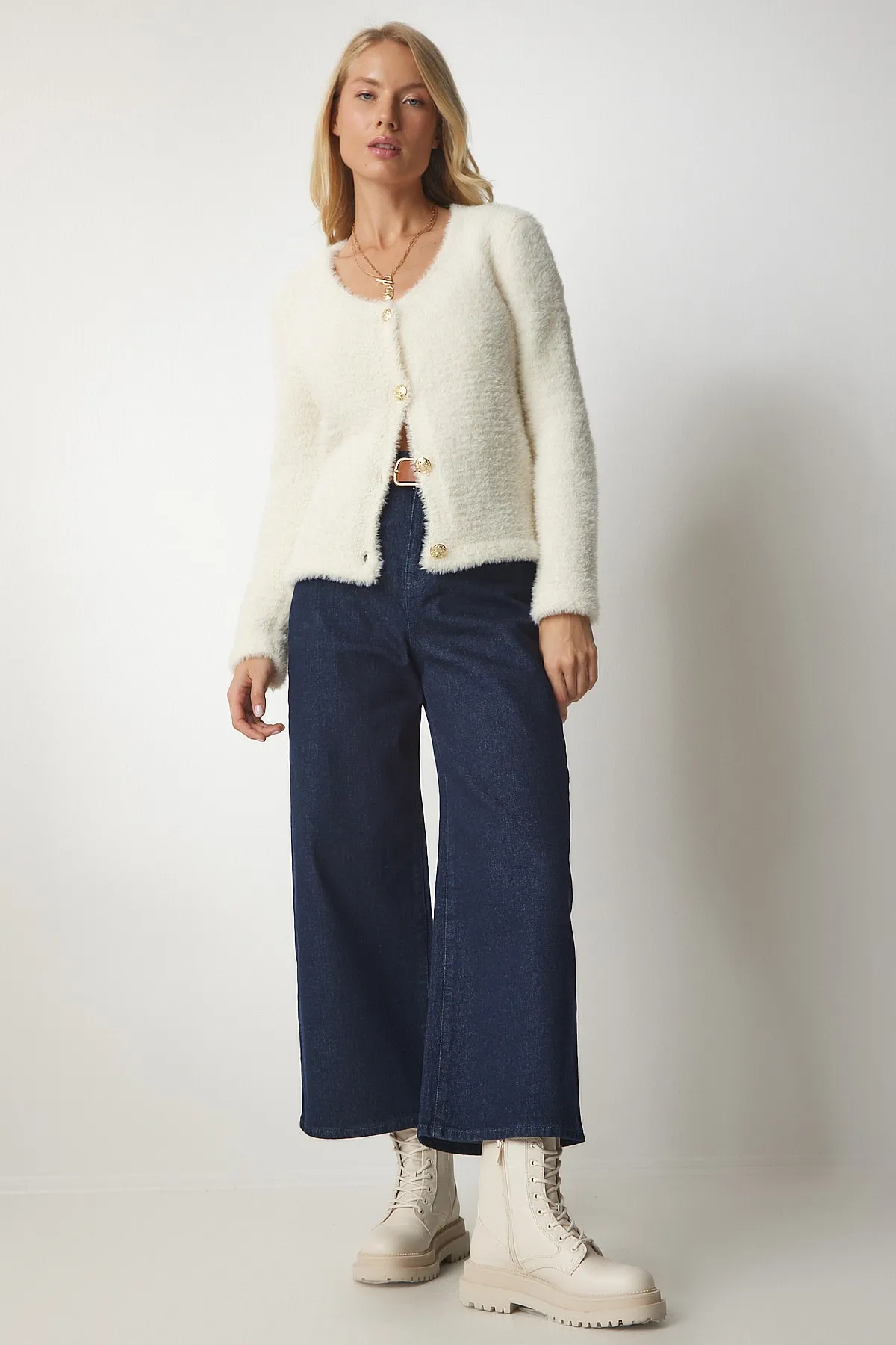 Happiness İstanbul  Strickjacke - Beige - Regular Fit