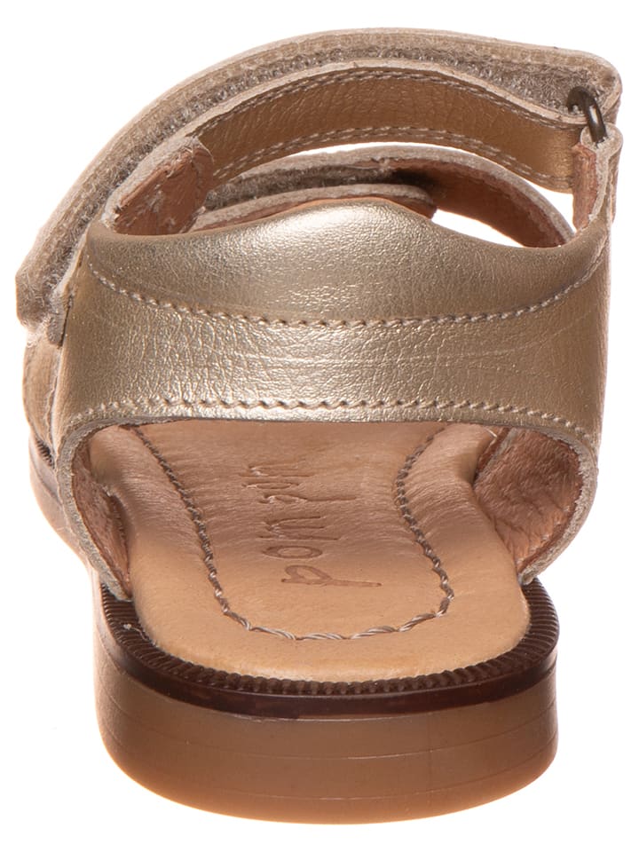 POM POM Leder-Sandalen in Gold günstig kaufen