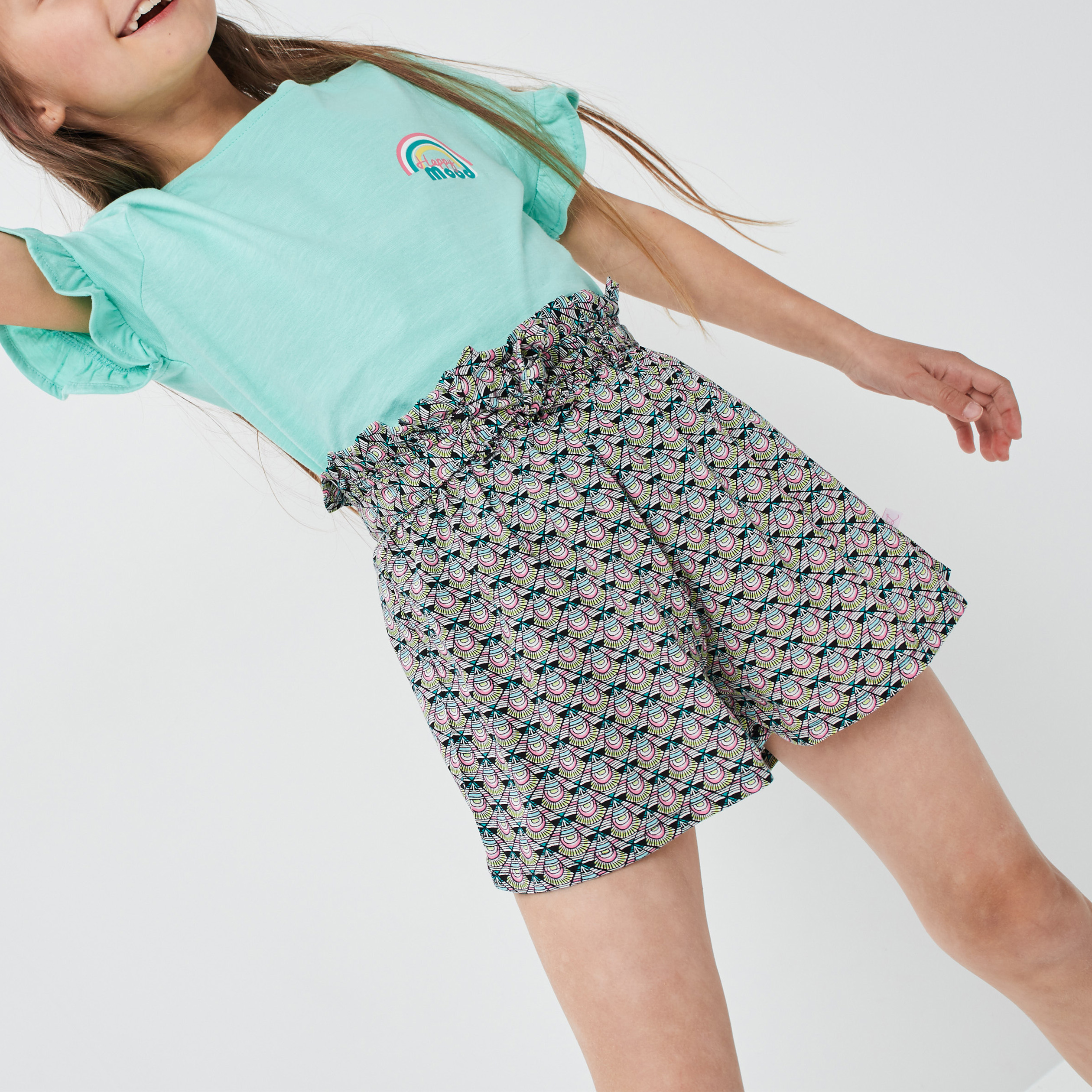 Short droit fluide ceinturé ecru fille | La Halle