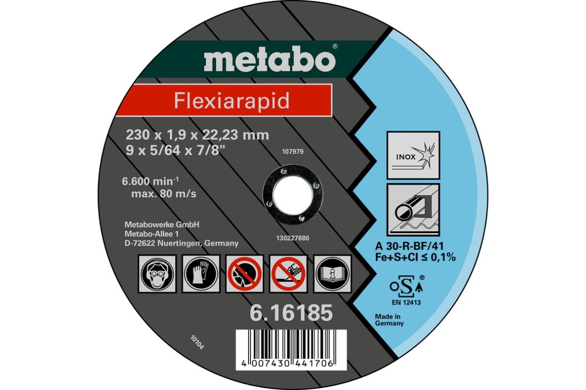 Metabo Tillbehör 616181000 Kapskiva Ø 115x1,6x22,2mm Rostfritt stål Flexiarapid