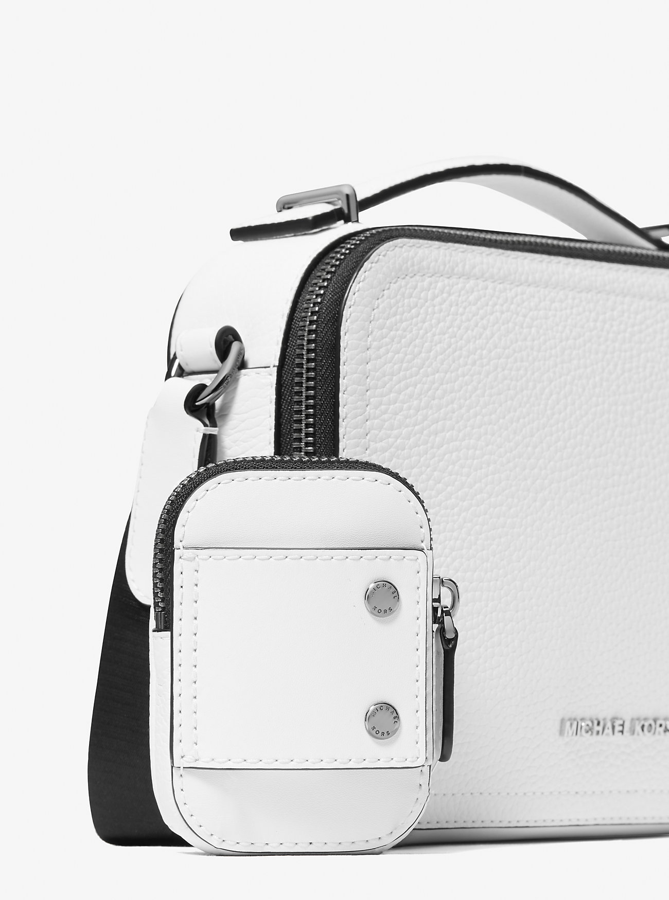 Hudson Pebbled Leather Skulderveske - Lys Hvit