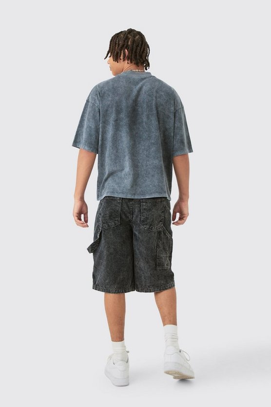 Schwarze Cord-Jorts mit Acid-Waschung