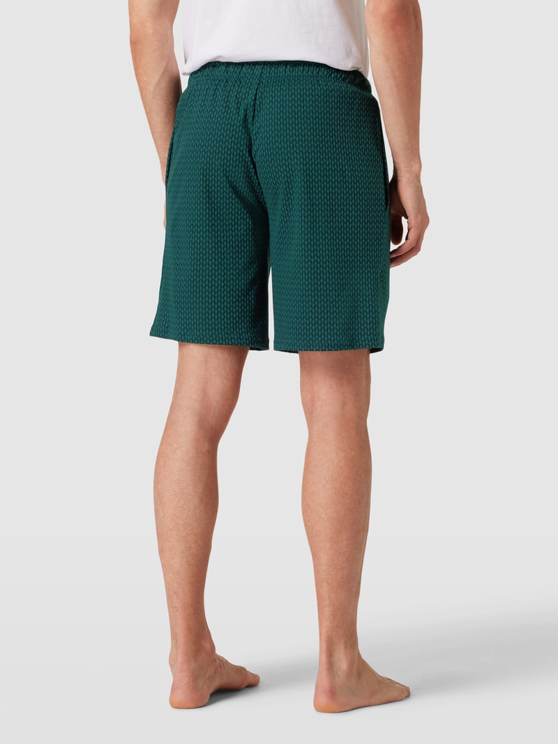 Sweatshorts mit Allover-Muster in dunkelgrün