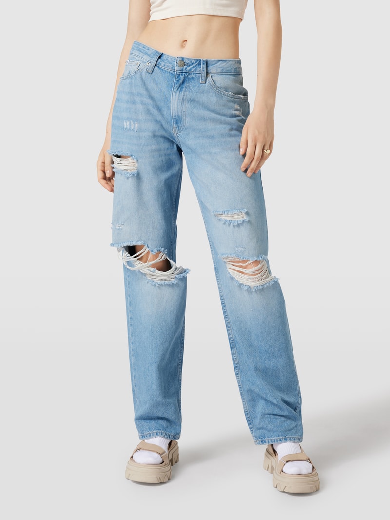 Jeans mit Label-Patch aus Leder in jeans