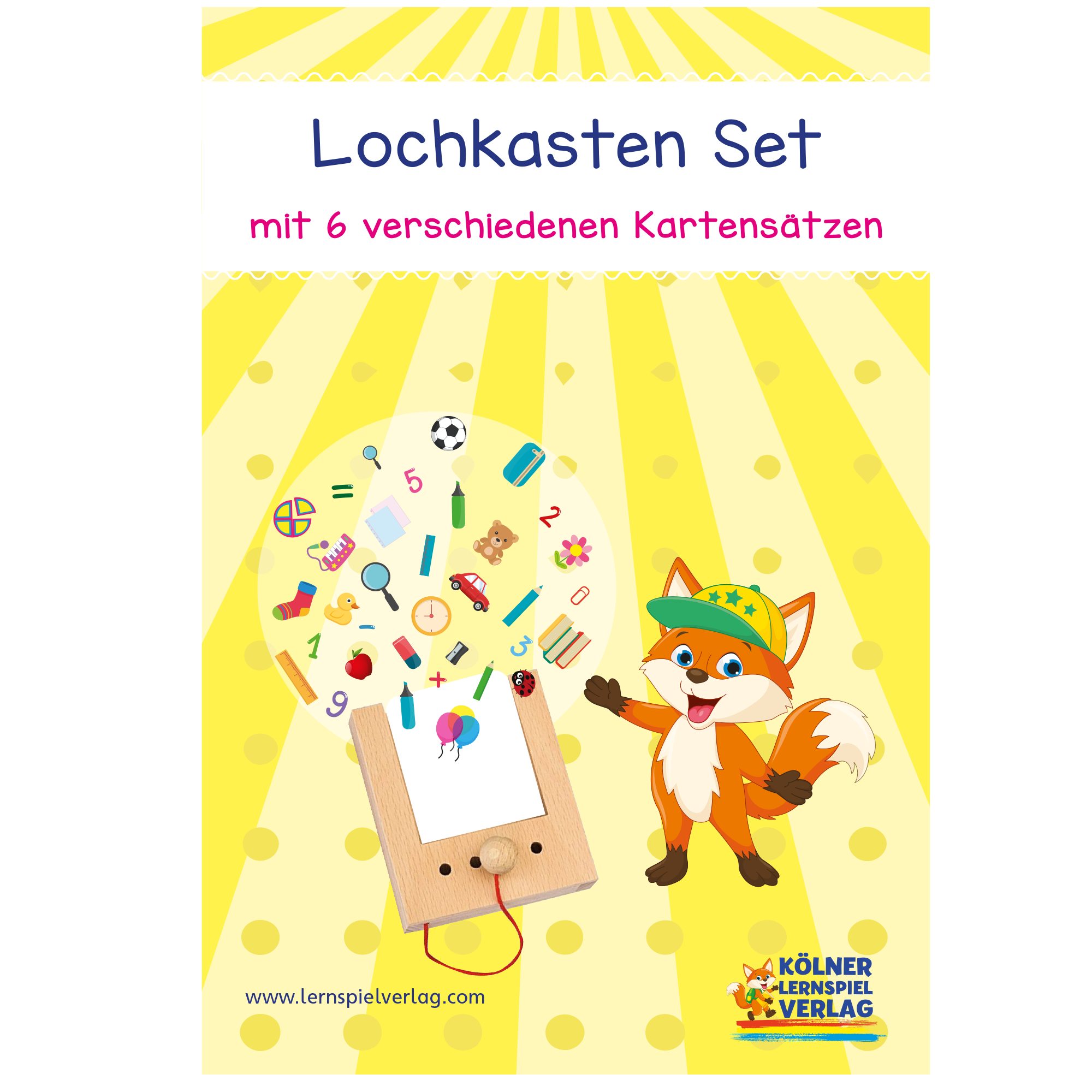 Der Lochkasten Lernspielzeug Lochkasten Grunschul Starterset ab 6 Jahren, Doppelseitig in Deutsch & Englisch bespielbar