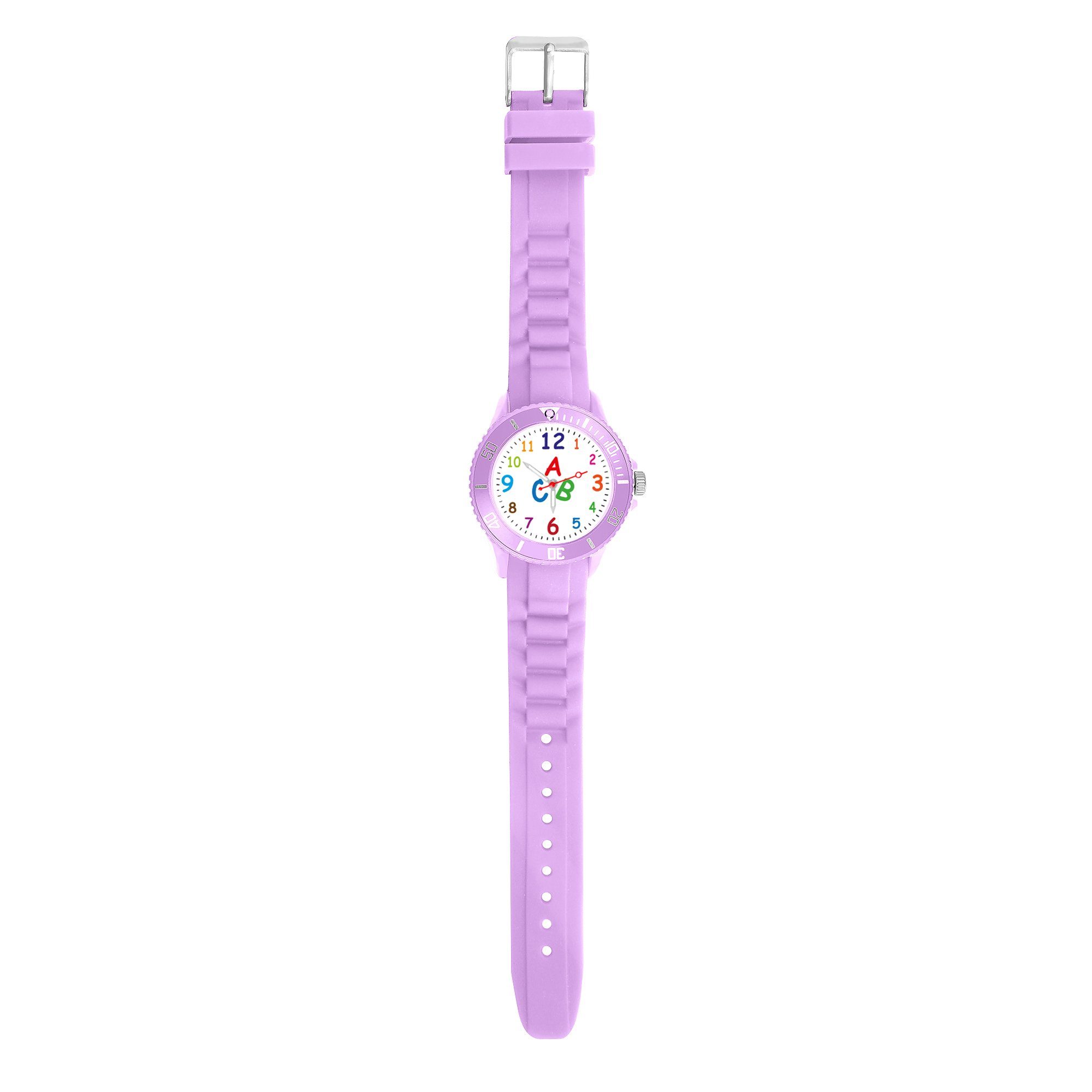 Taffstyle Quarzuhr Kinder Armbanduhr Silikon Lernuhr Zahlen Uhr Bunt, Bunte ABC Silikonuhr Farbige Sportuhr Kinderuhr 34mm Analog Quarz