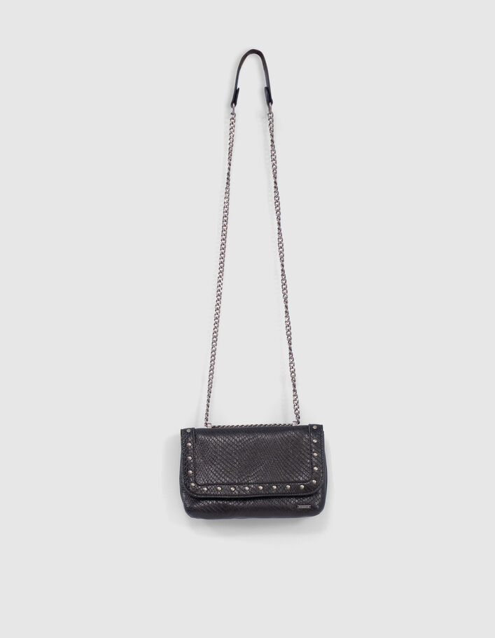 Sac à main noir embossé effet python fille