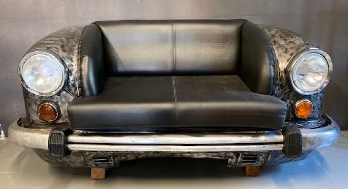 Casa Padrino Kindersofa Designer Autosofa Schwarz / Grau / Silber 158 x 83 x H. 70 cm - Wohnzimmer Sofa im Auto Design - Wohnzimmer Auto Möbel
