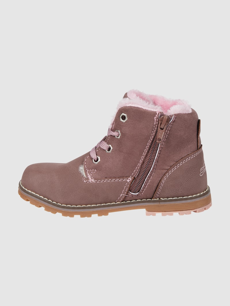 Boots in Leder-Optik in rosa