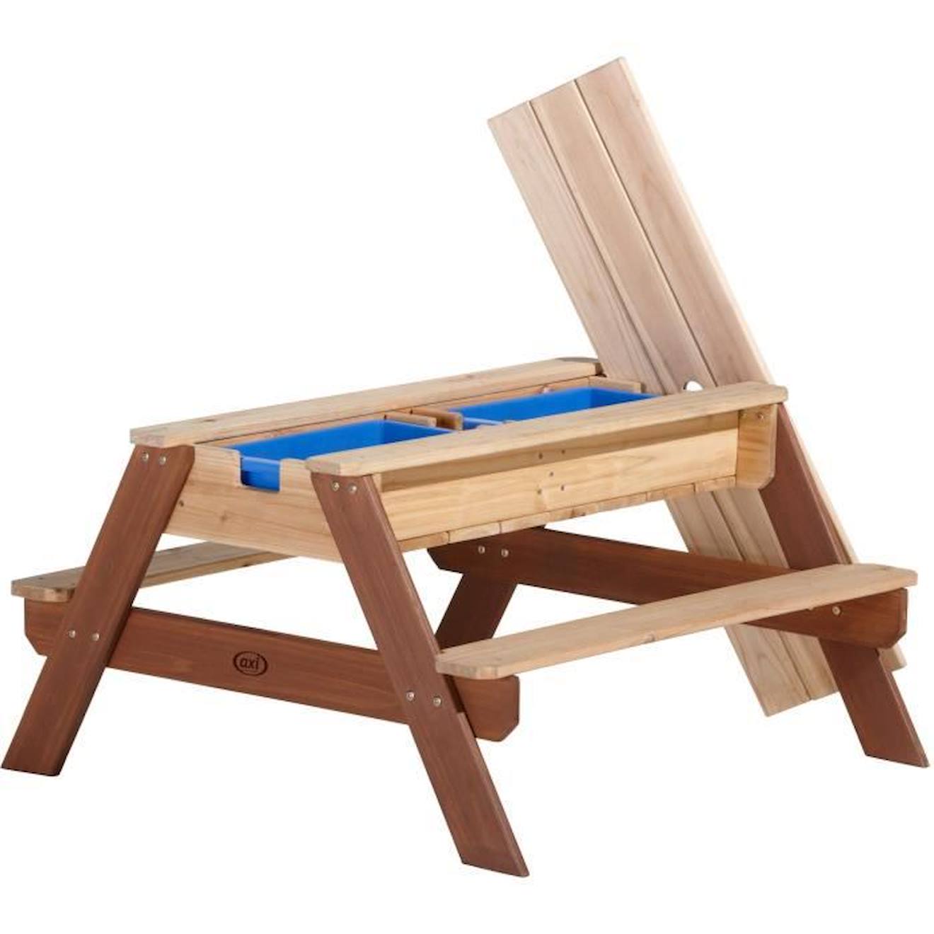 AXI Nick Table Sable et Eau / Table Pique Nique marron | Table d’eau avec Couvercle & boîtes de rangement | Table de Jeu à eau marron
