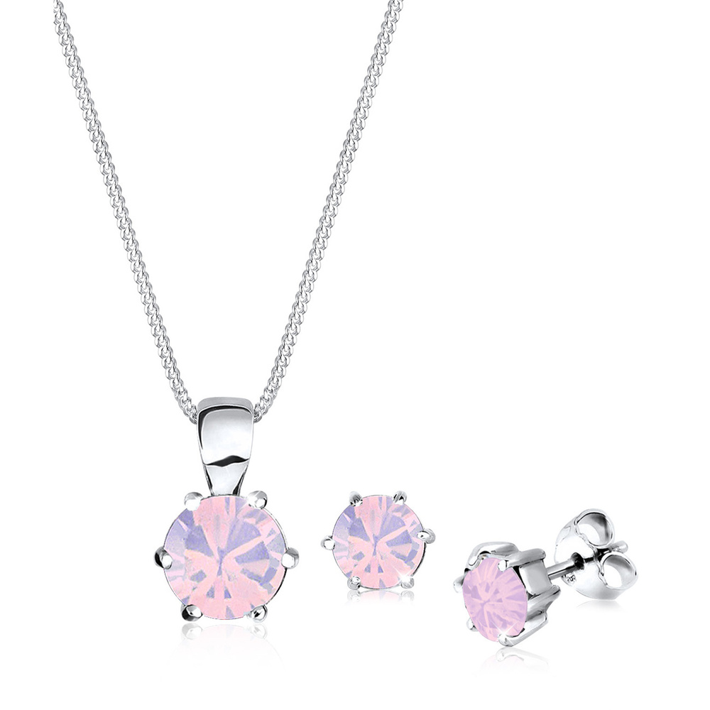 Elli Elli Ensemble de Bijoux Femmes Basique avec Cristaux en Argent Sterling 925 Bijoux