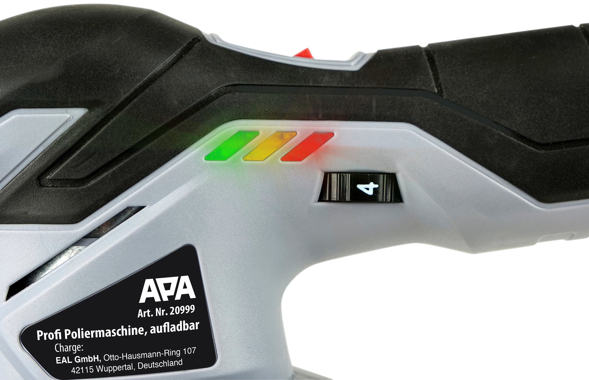 APA Akku-Poliermaschine APA 20999 12V, 2500 min. U/min, 5000 max. U/min, Ø 150 mm, mit Exzenter Funktion, inkl. Akku und Ladegerät
