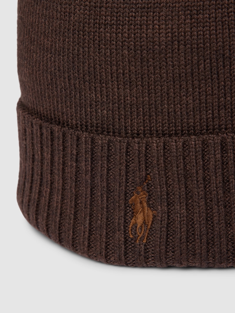 Beanie mit Label-Stitching in mittelbraun