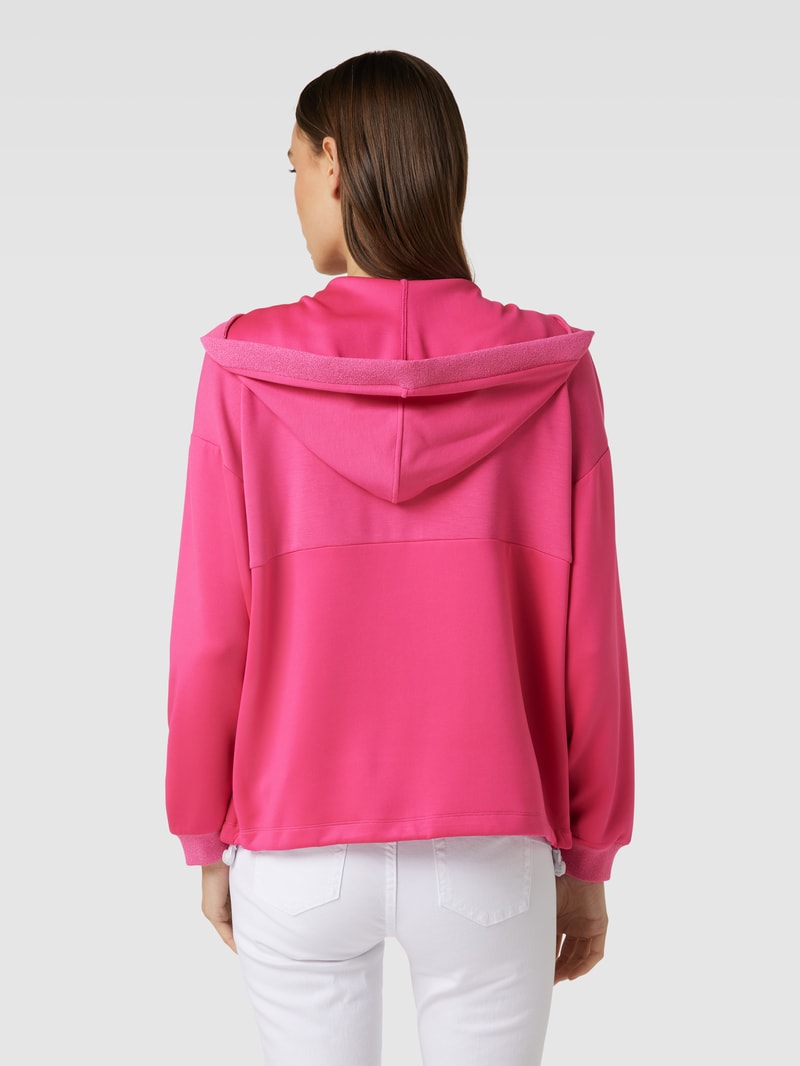 Sweatjacke mit Kapuze und Tunnelzug in pink