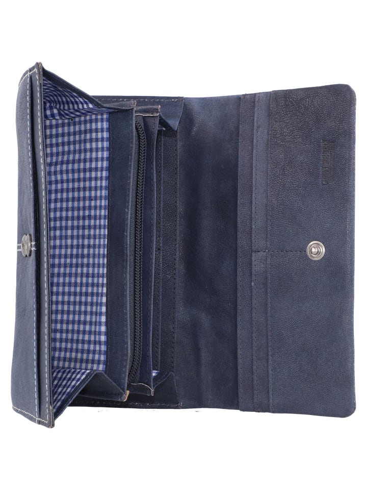 Greenburry Tumble Nappa Geldbörse Leder 19 cm in navy blue günstig kaufen onesize
