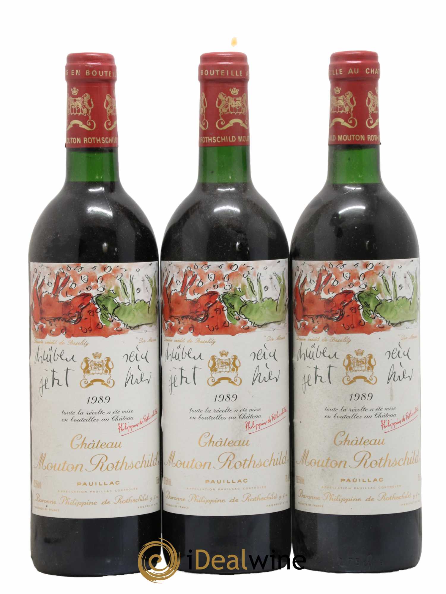 Château Mouton Rothschild 1er Grand Cru Classé  1989 - Lot de 3 Bouteilles
