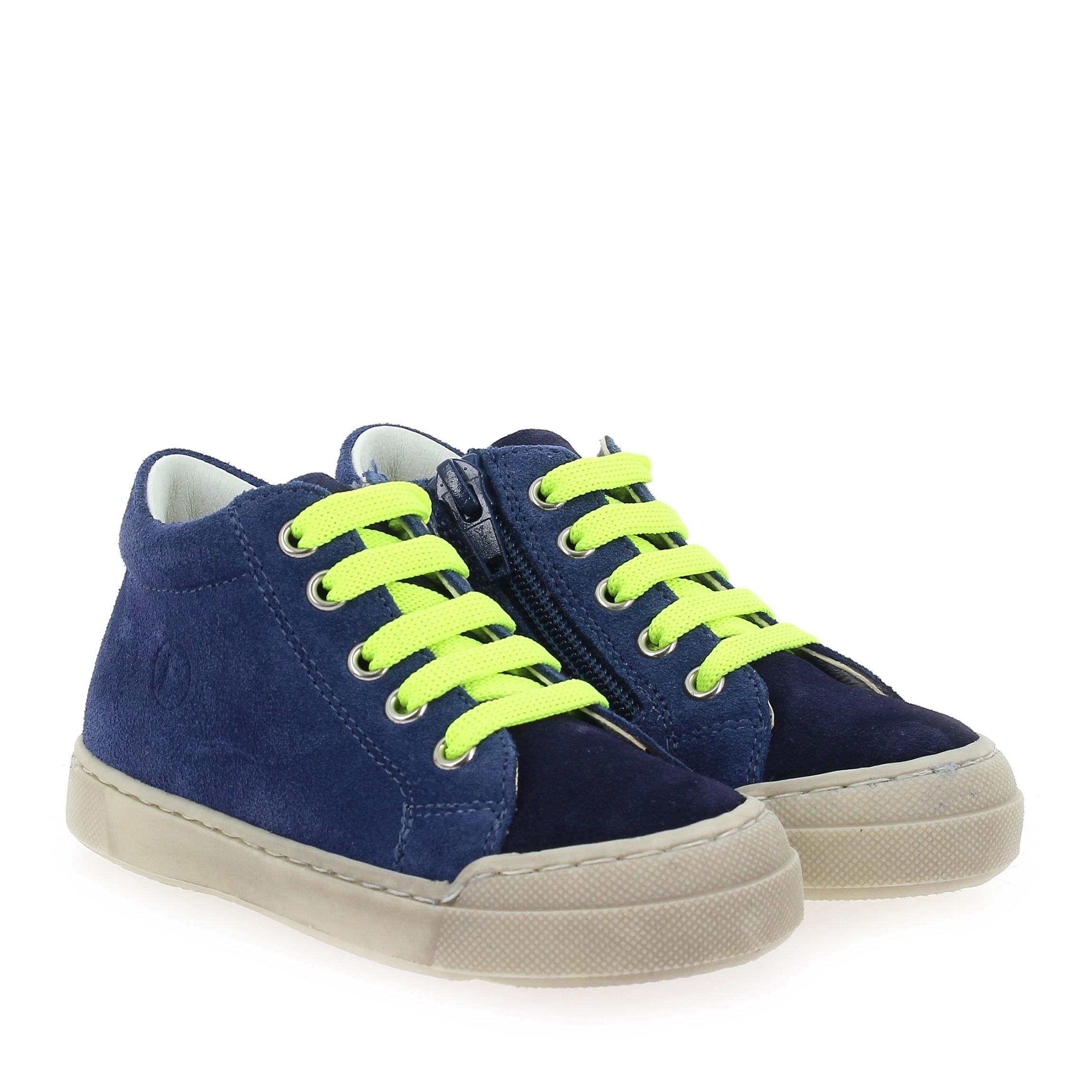 Naturino  SNOPES ZIP SUEDE - Marine Jaune fluo