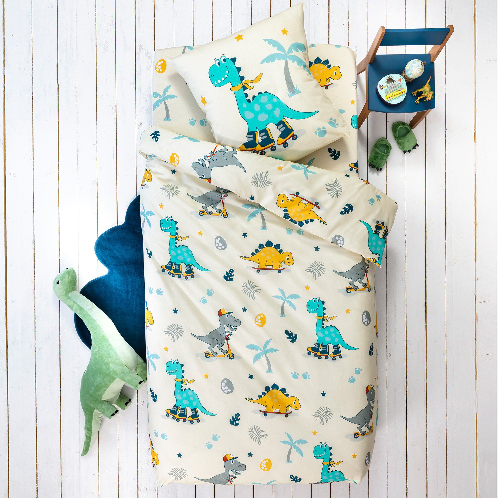 Linge de lit enfant à motifs skate Dinoroul 1 personne