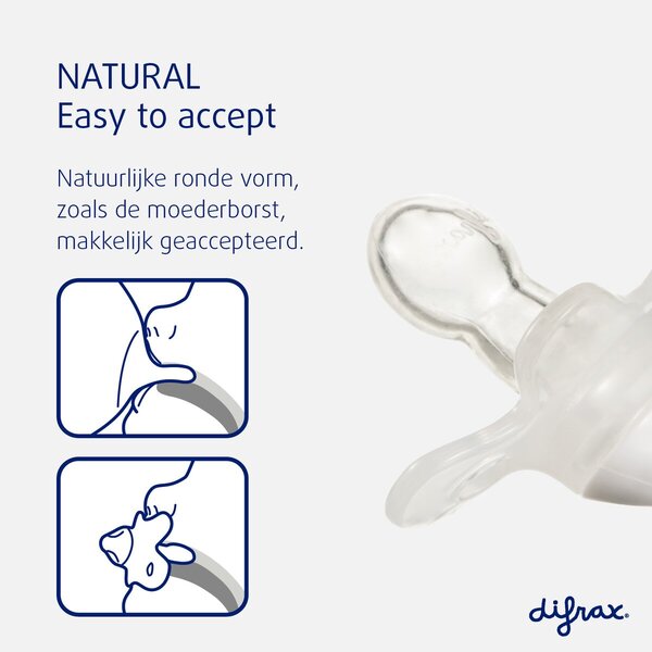 Difrax Pure Natural knupītis 0-6 mēnešiem gaiši zils, 2 gab.