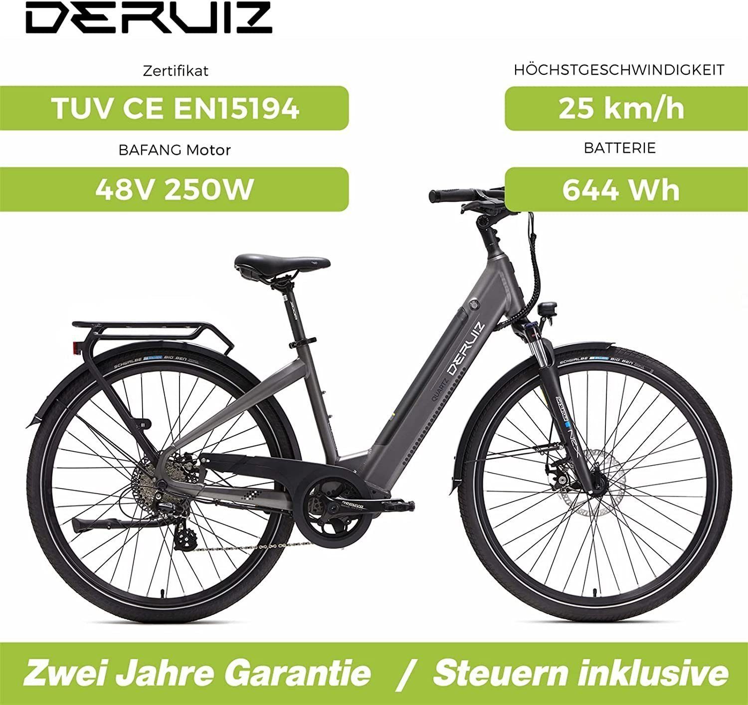 DERUIZ E-Bike Deruiz 28 Zoll Elektrofahrrad, 644 wh Trekking Maximal 120km, 8 Gang SHIMANO SHIMANO ALTUS 11-32T Schaltwerk, Kettenschaltung, Heckmotor, 644,00 Wh Batterie, 644Wh Batterien mit großer Kapazität