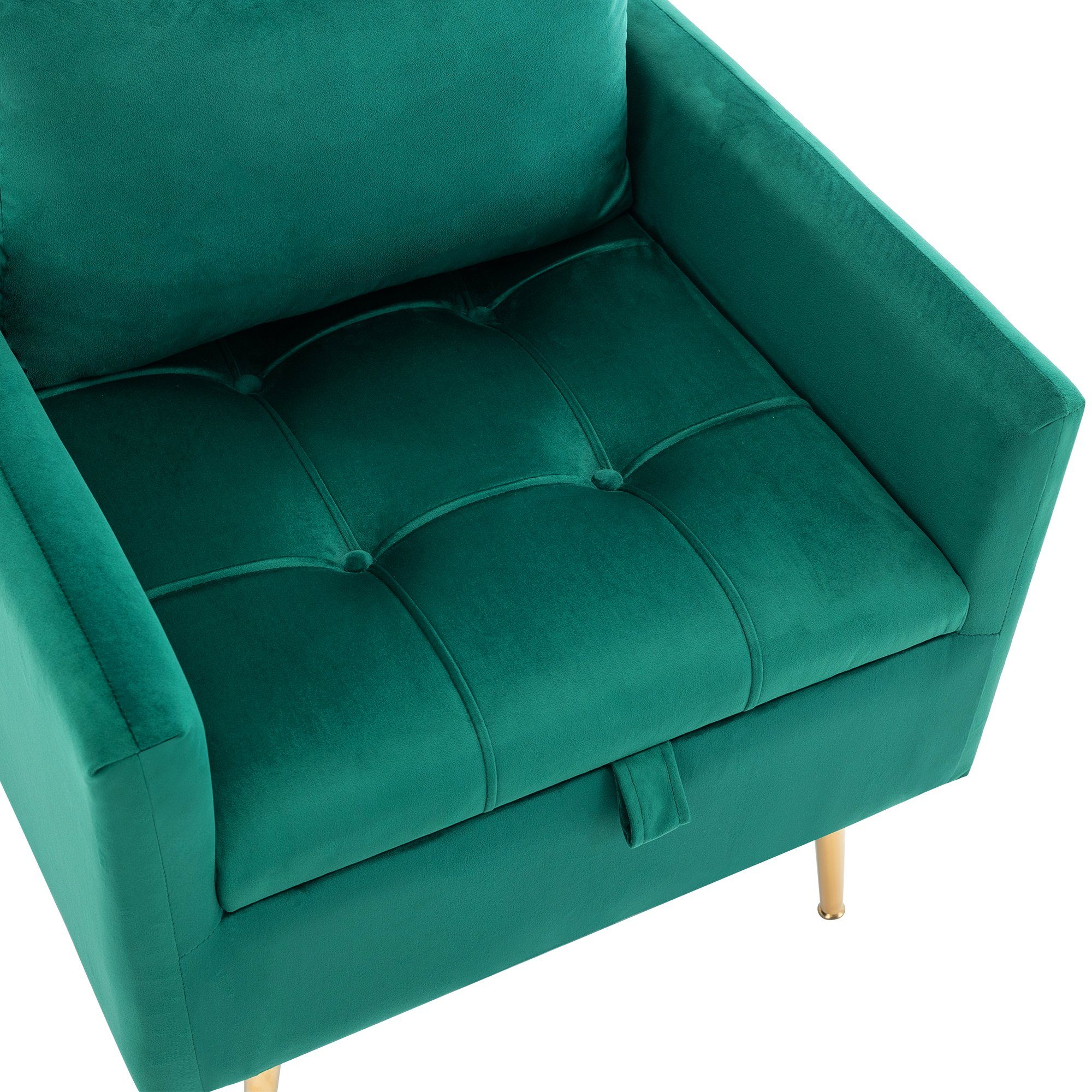 REDOM Sessel Loungesessel, Einzelsessel, Polstersessel, mit Stauraum (Moderner Samtstuhl), Sessel mit Kissen, mit roségoldenen Metallbeinen