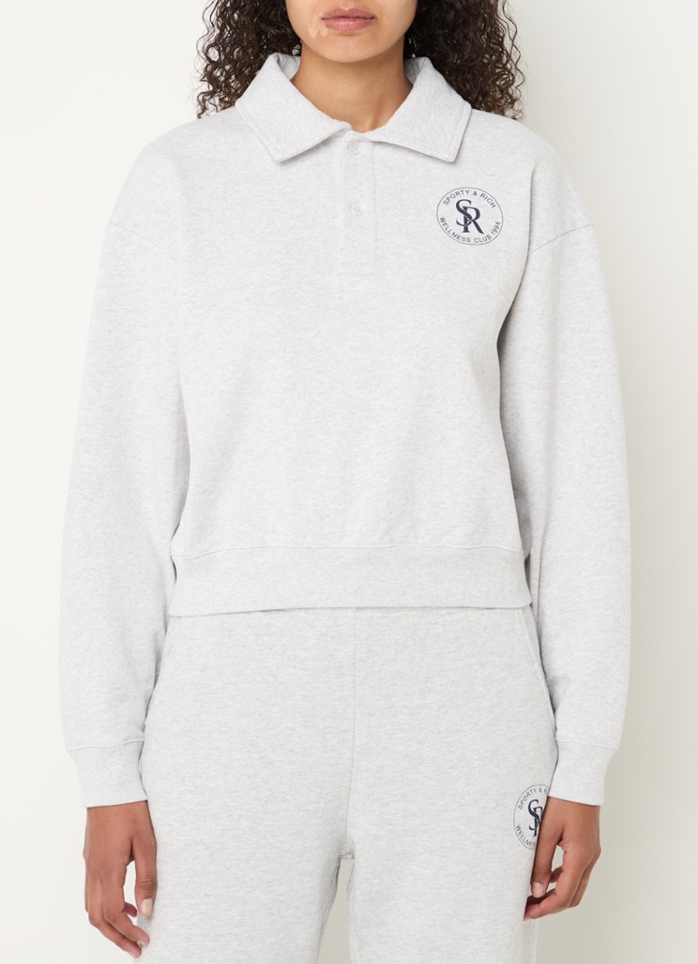 Sporty & Rich Sweater with logo and polo collar