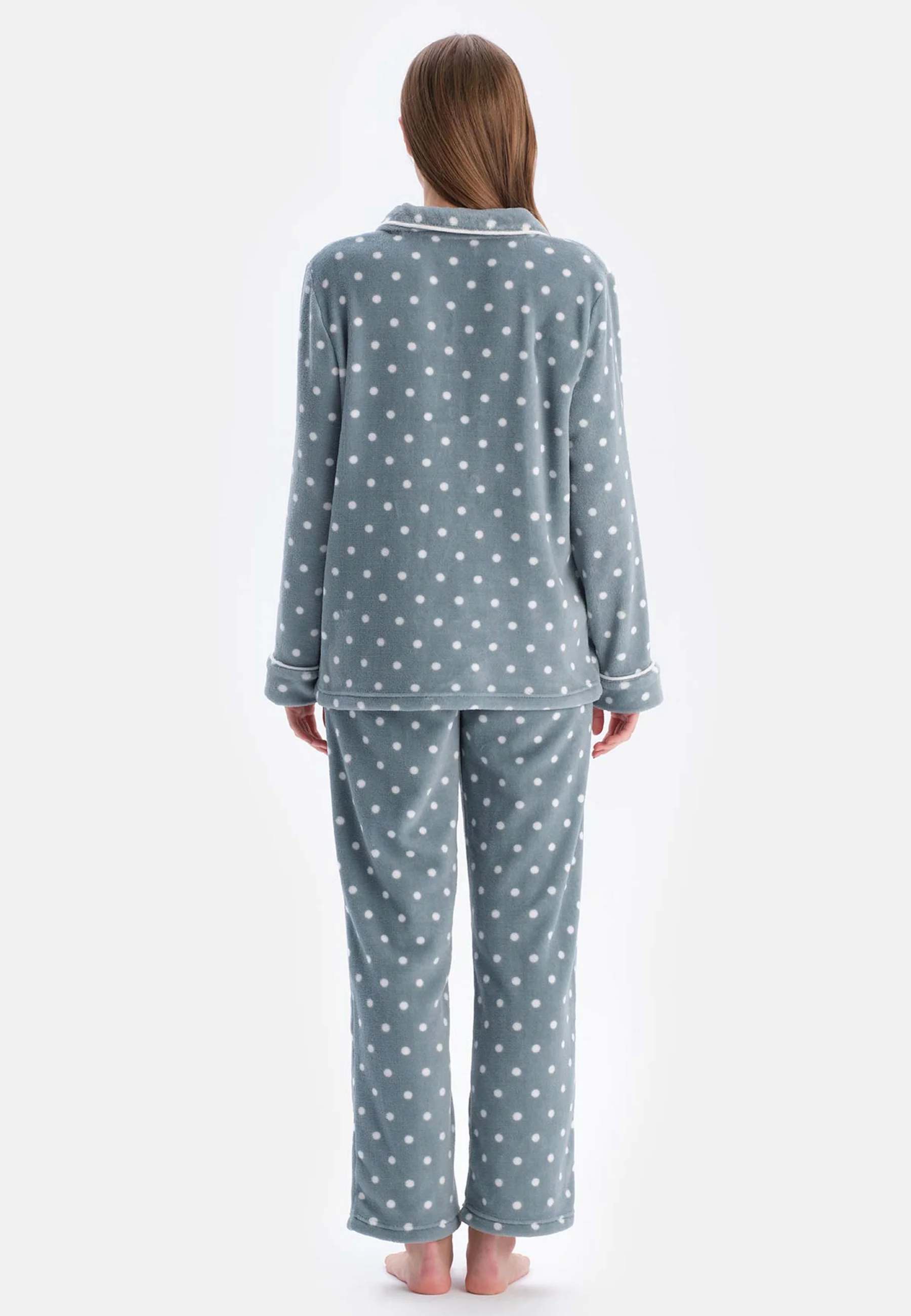 CONJUNTO REGULAR DAGI DE LUNARES CON CUELLO DE MANGA LARGA - Pijama