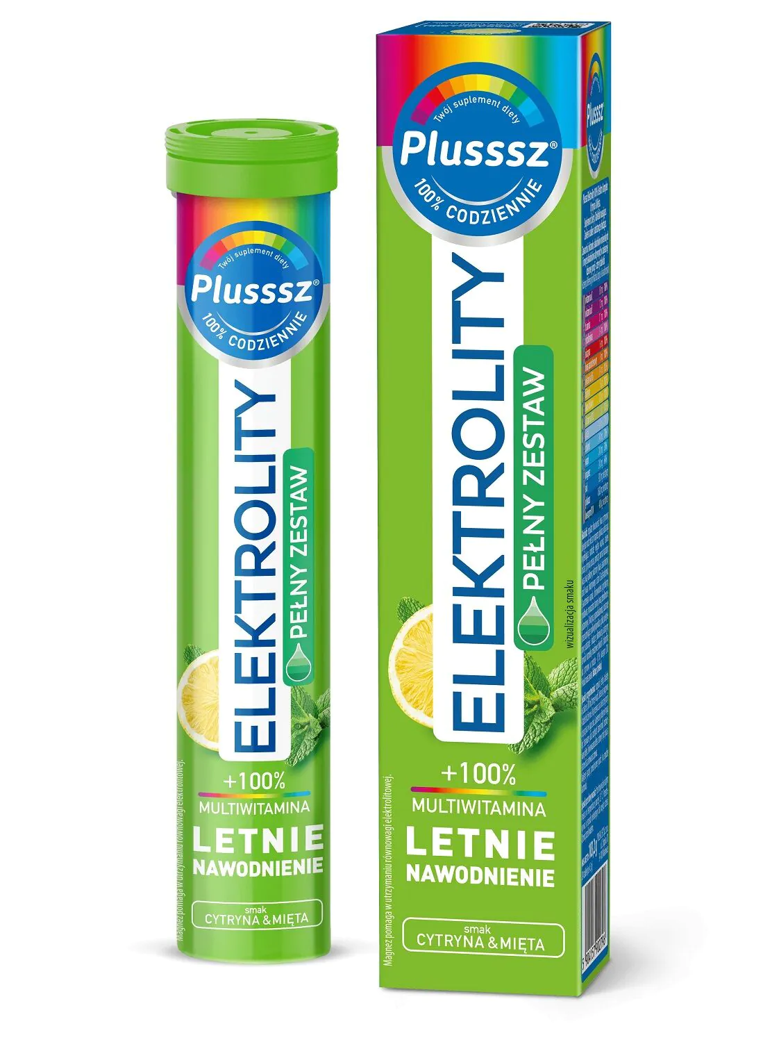 Plusssz Elektroliti + 100% multivitaminske šumeće tablete s okusom limuna i mente