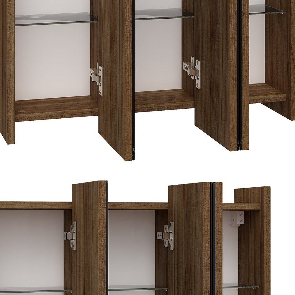 Vicco Spiegelschrank Badspiegel Badschrank MAJEST Nussbaum / Anthrazit