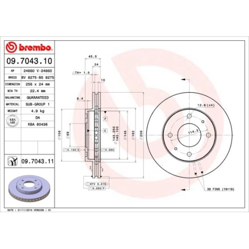 Bremsscheibe Brembo Vorderachse  2 Stück 09.7043.11 - ATU