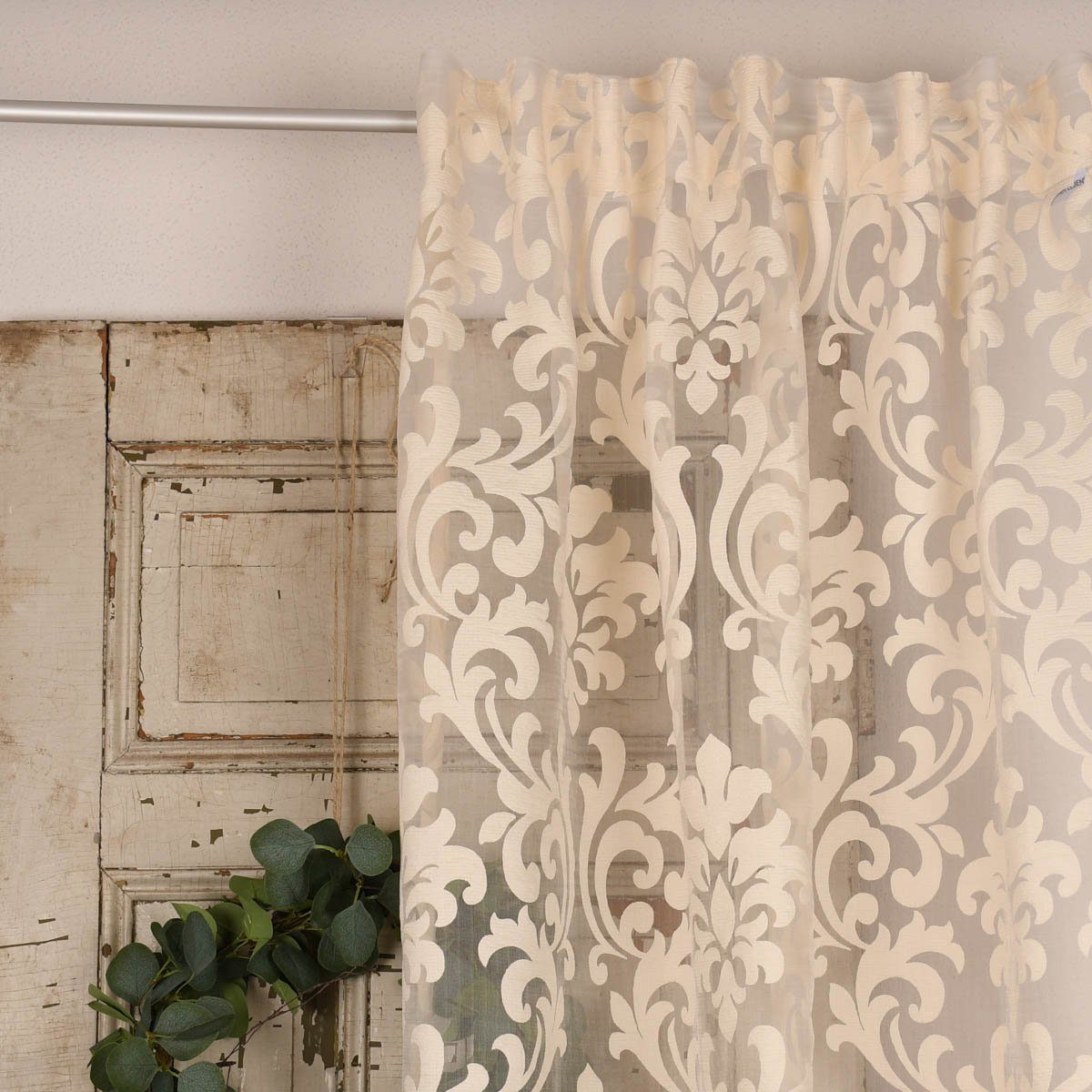 Meterware Rasch Textil Stores Ausbrenner Dali Ornamente beige 280cm, halbtransparent, Viskose, überbreit