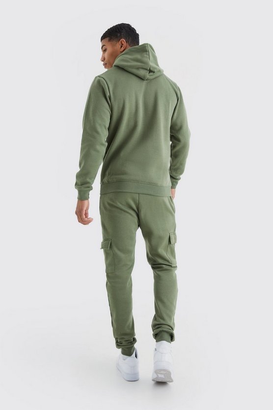 Man Slim-Fit Cargo-Trainingsanzug mit Kapuze