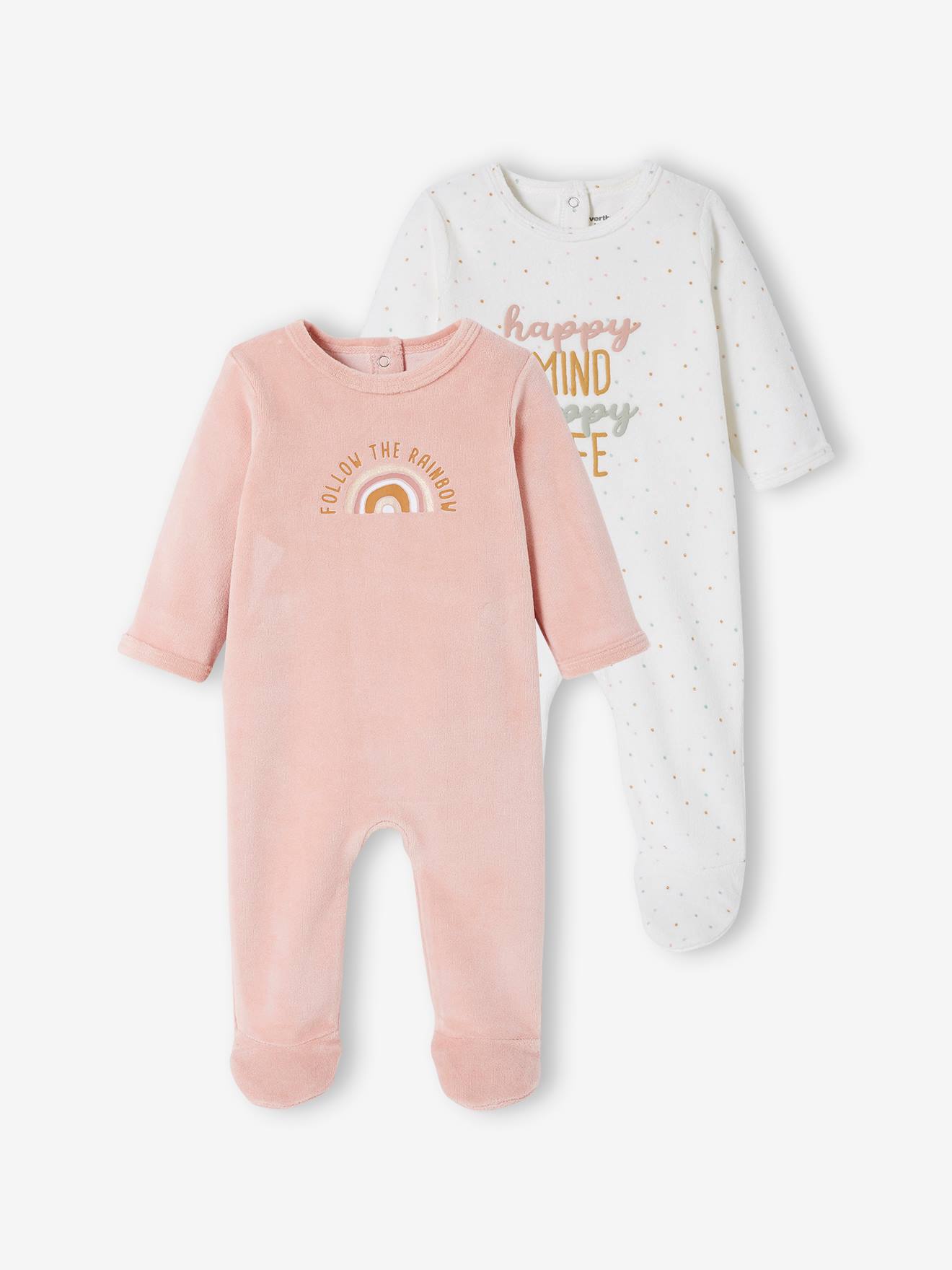 Lot de 2 dors-bien bébé fille en velours lot rose blush