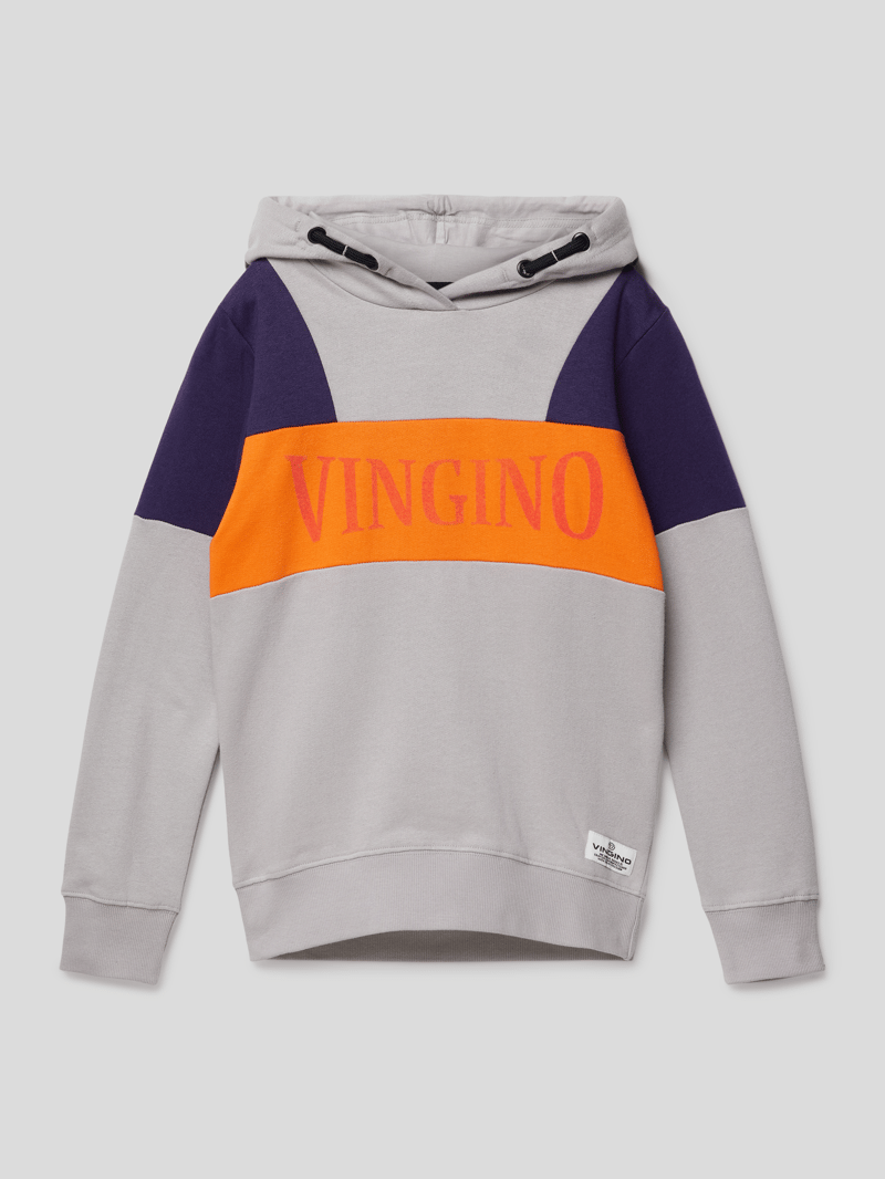 Hoodie mit Label-Details Modell 'Nidus' in hellgrau
