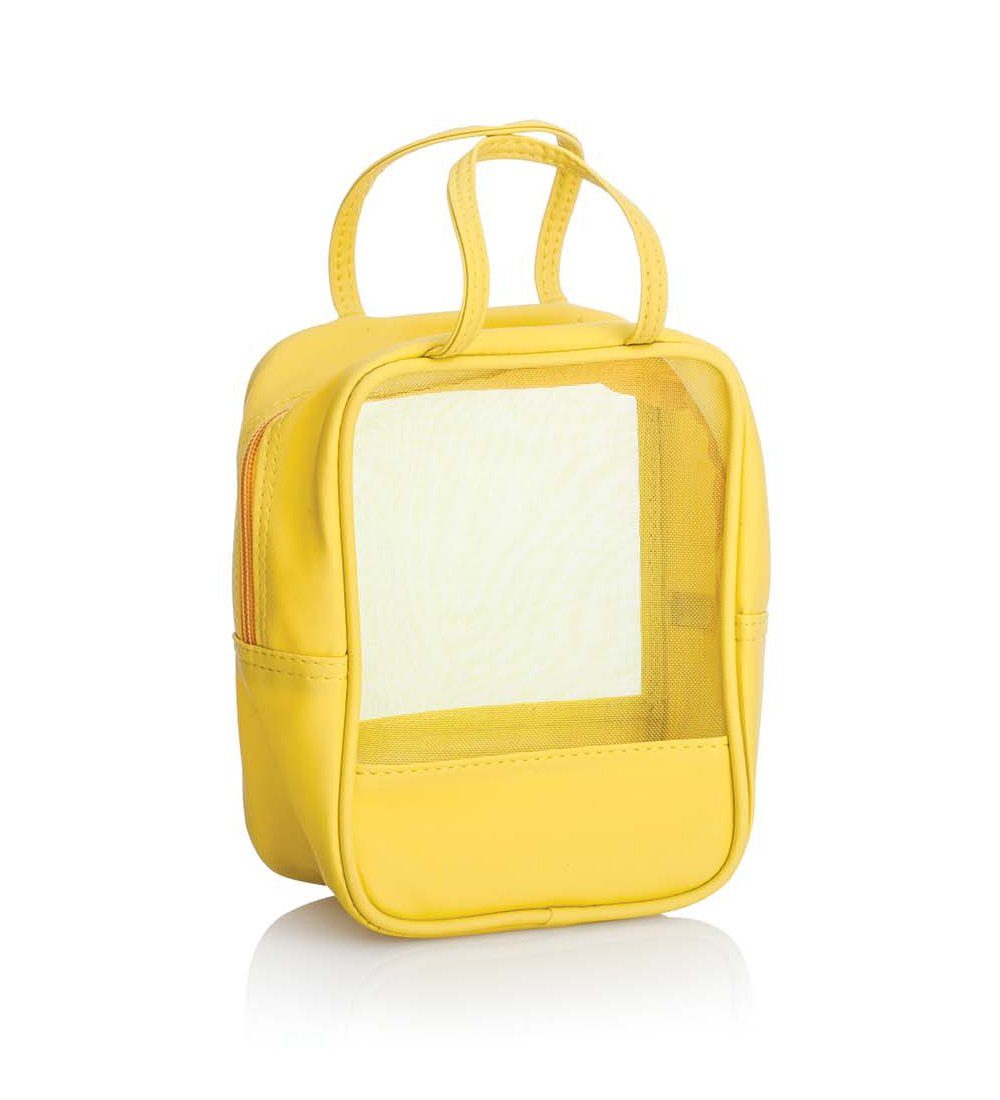 Kosmetex Kosmetikkoffer 14x9x19 cm Kosmetiktasche, Tragbare Kulturbeutel, Gelb