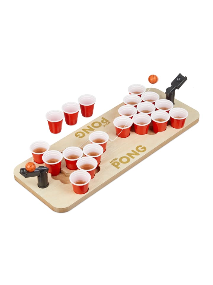 relaxdays Mini Beer Pong in Natur/Rot günstig kaufen onesize