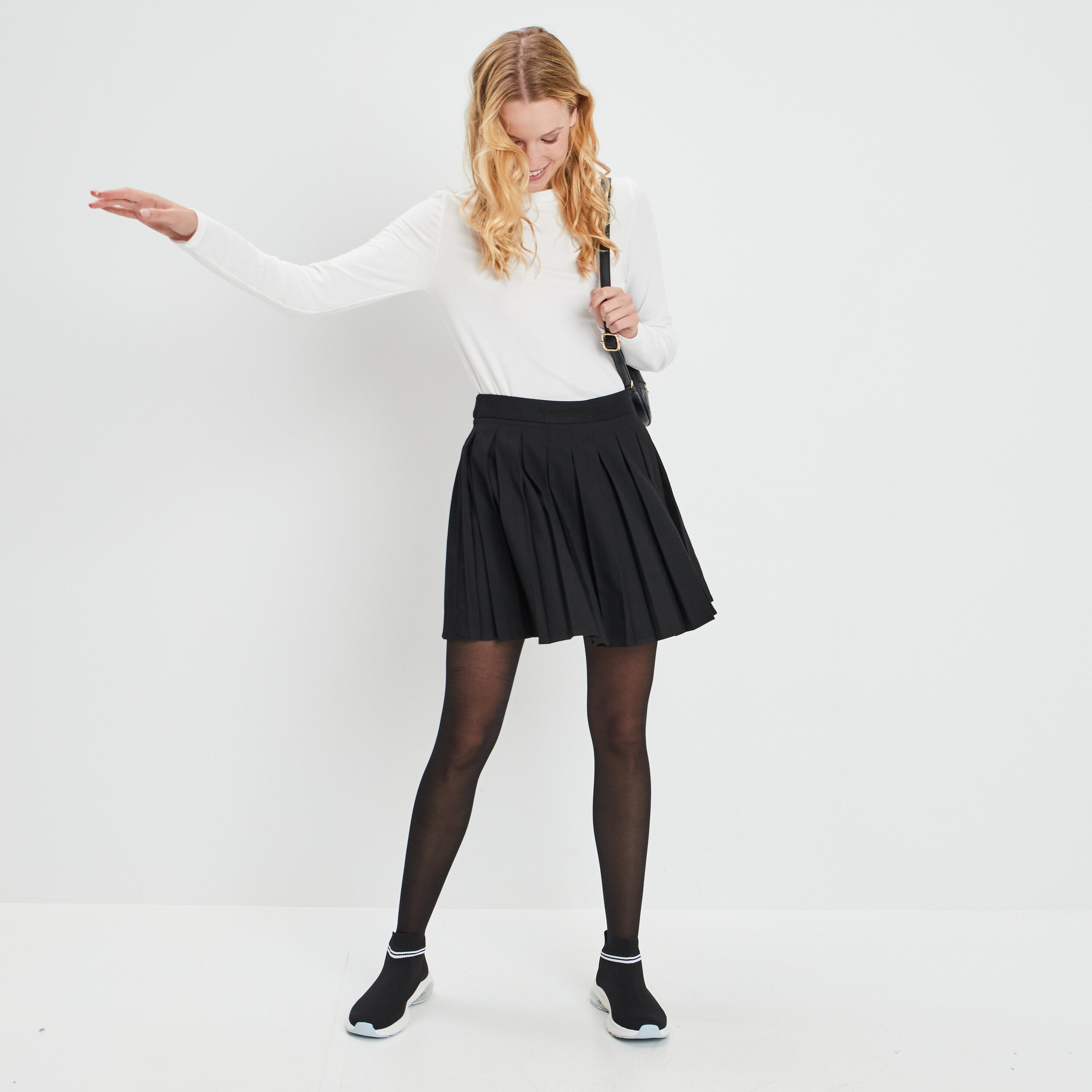 T-shirt côtelé manches longues blanc femme | La Halle
